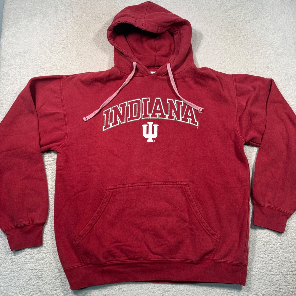 Vintage Y2K NCAA Indiana University Hoosiers Hoodie Mens Large Red Pullover IU